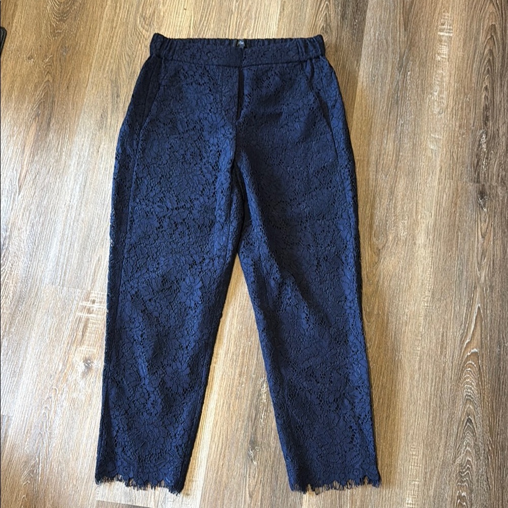 J. Crew Easy Pant in Navy Lace